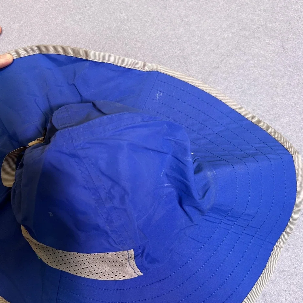 Sunday Afternoons Boys Sun Hat L Blue Wide Brim Mesh Chin Strap Summer Outdoor